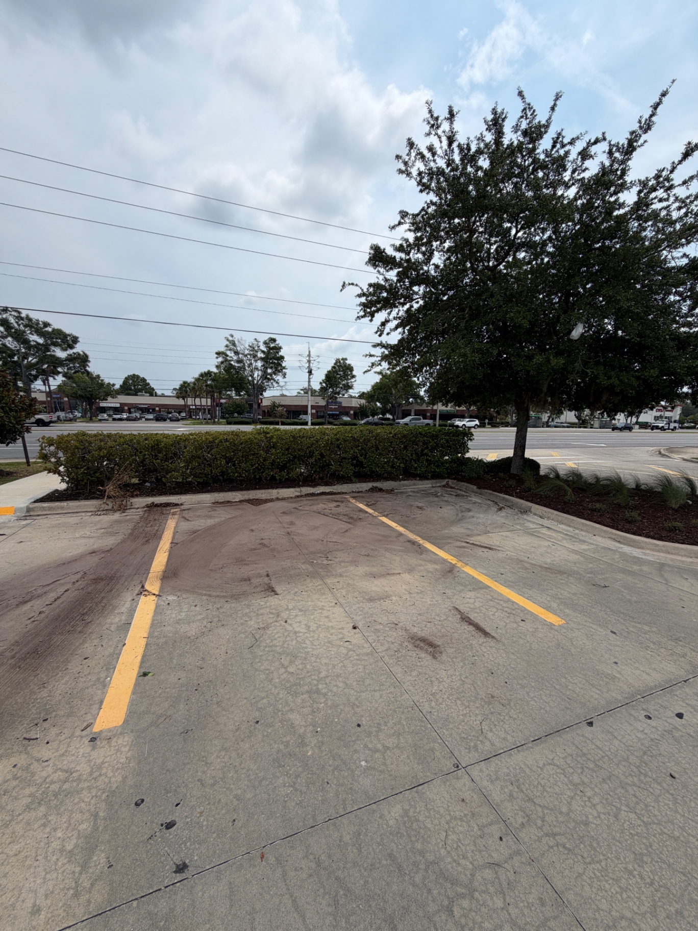 Same parking lot corner cleared after the debris was hauled off